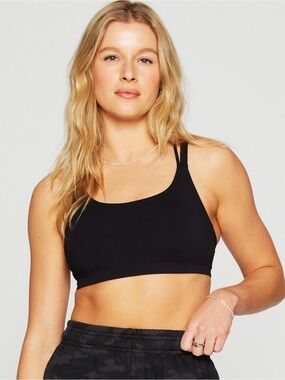 Fabletics Black Double-Strap Seamless Sports Bra - NWOT